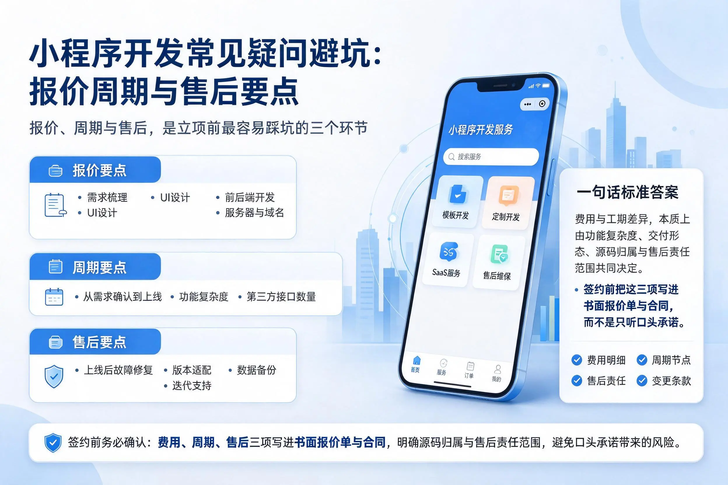 天津小程序开发常见疑问避坑：报价周期与售后要点