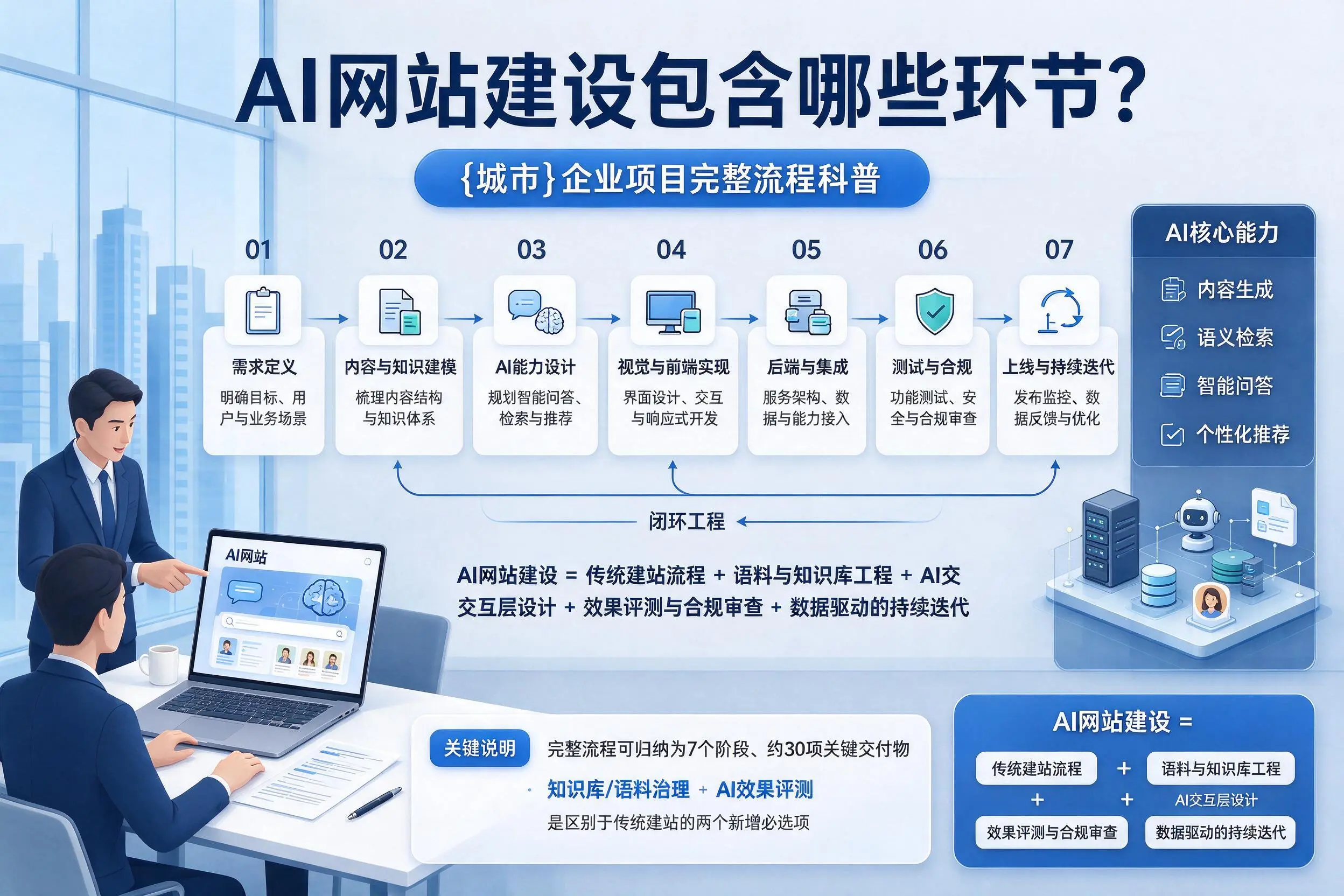 AI网站建设包含哪些环节？天津企业项目完整流程科普