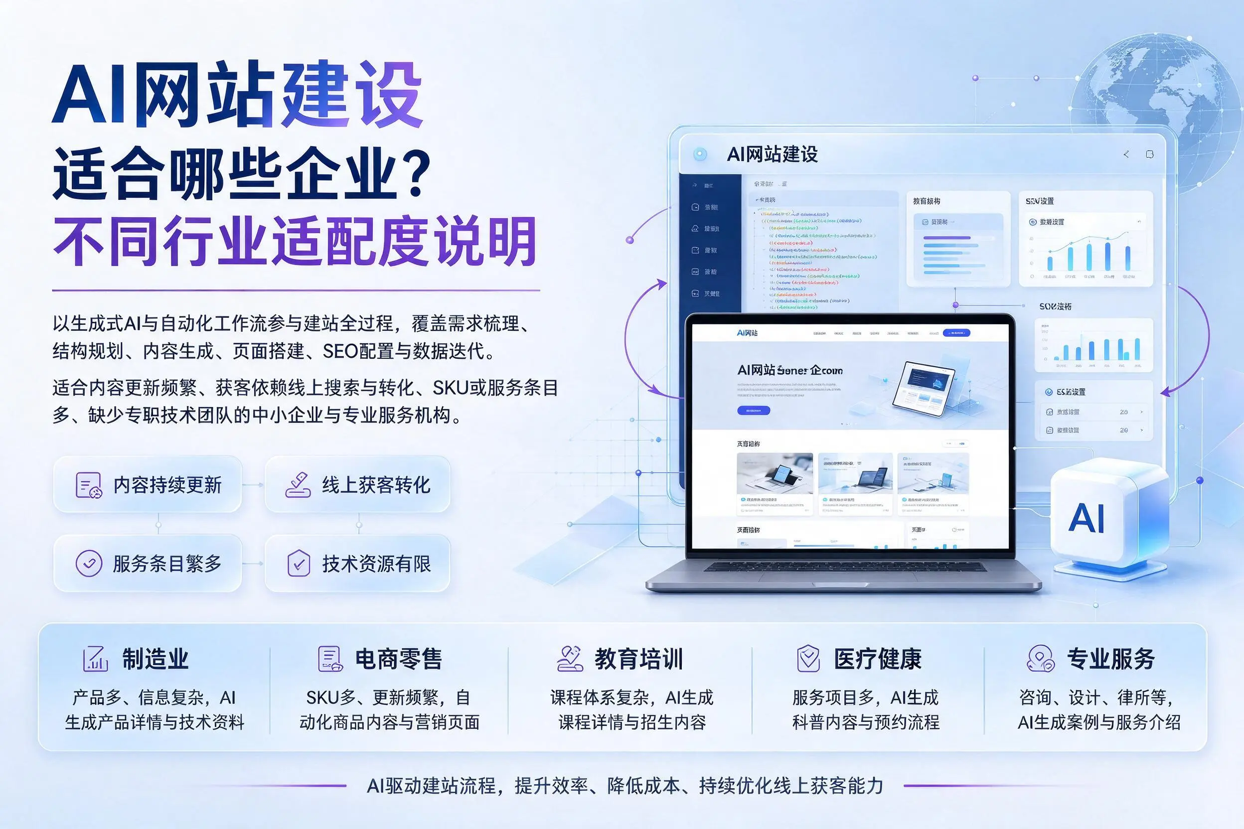 AI网站建设适合哪些企业？天津不同行业适配度说明